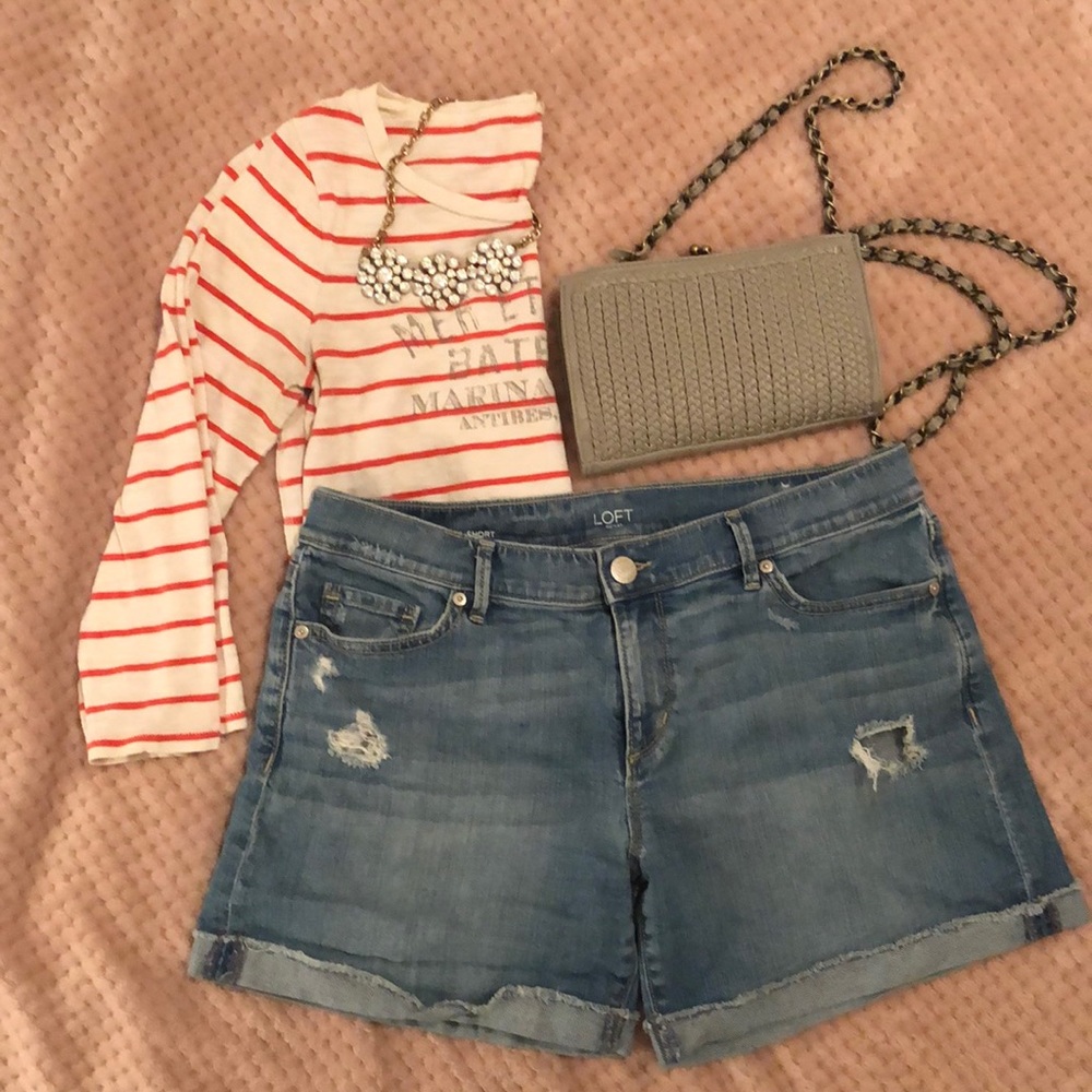 LOFT Outlet Distressed Denim Roll Shorts